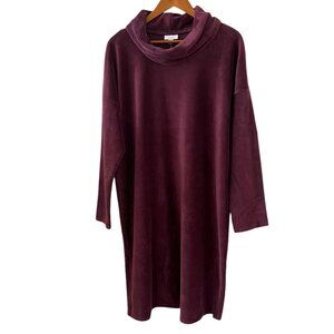 J Jill NEW Pure Jill Velour Cowl Neck Tunic Dress In Acai Size XLT